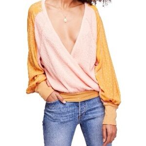 Women's Pink and Orange Wrap Top free people